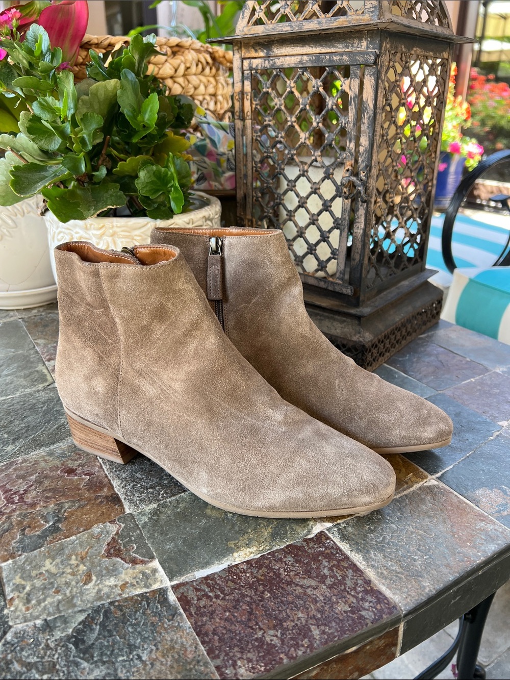 Aquatalia made in Italy Taupe Suede Ankle Boots zipper 8.5